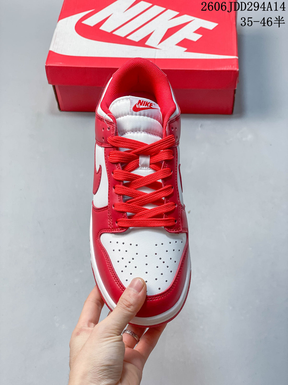 Nike Dunk Low Sneakers Red and White IB4417-104