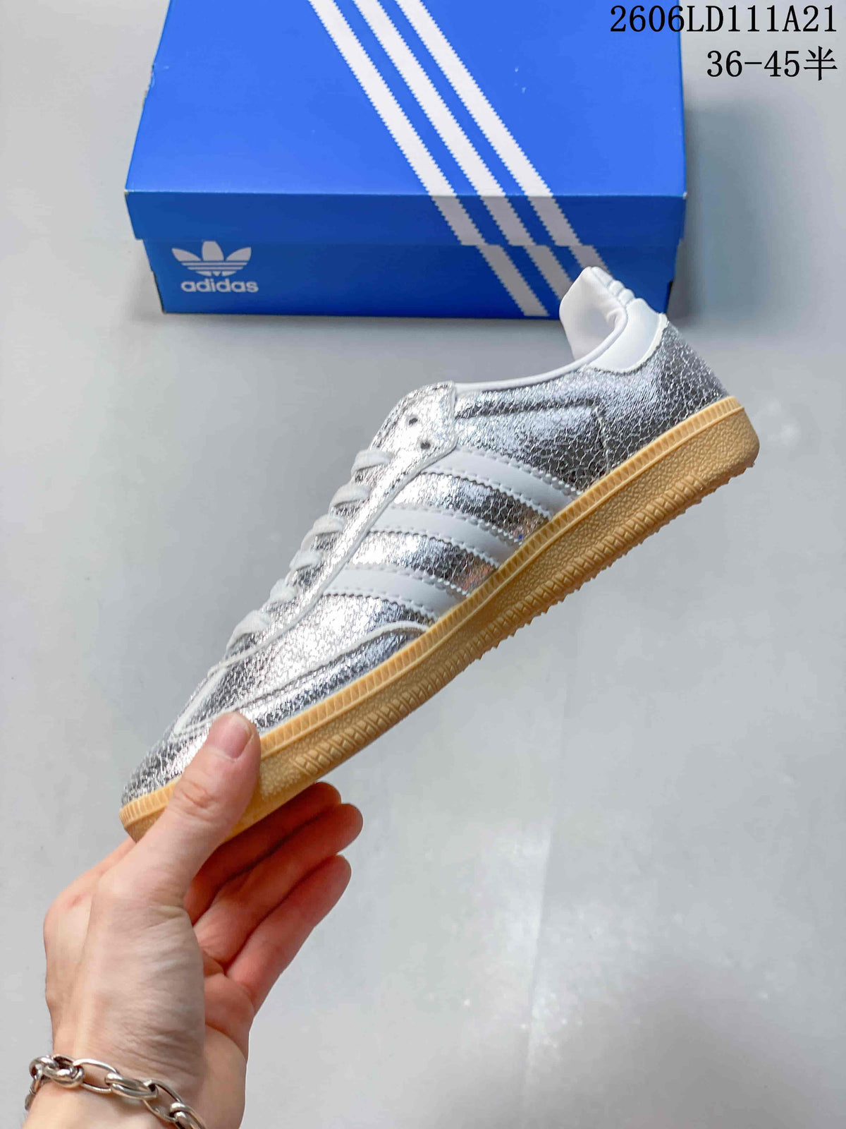 adidas Samba OG Silver Metallic Low-Top Sneakers KJ6590