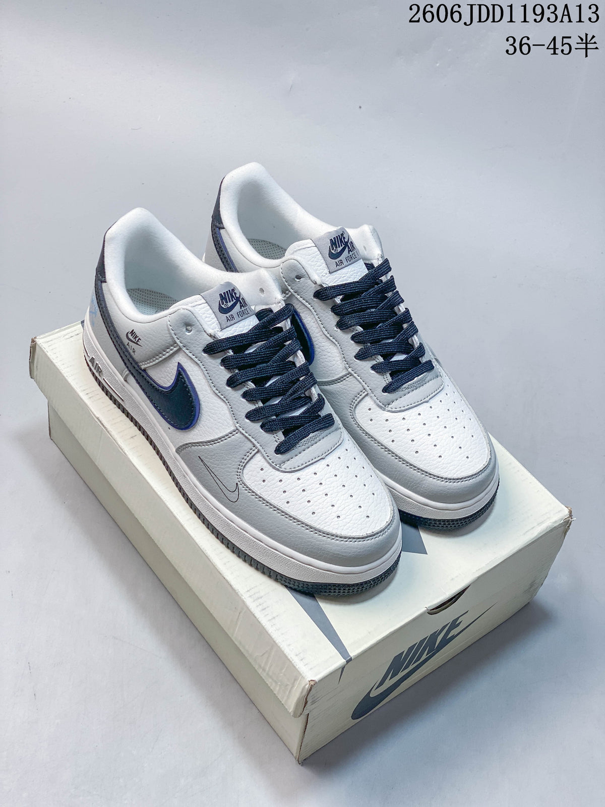 Nike Air Force 1 '07 Low White and Navy Sneakers