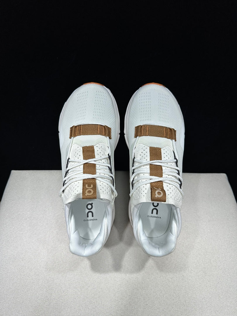 On Cloudnova 2 Sneakers, Ivory and Brown