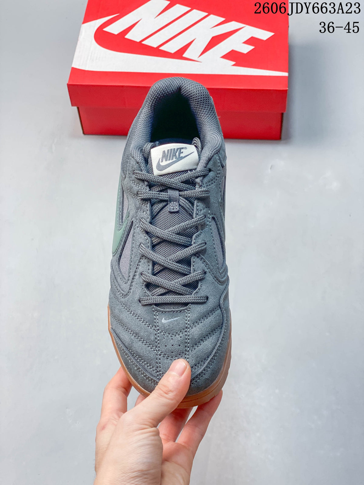 Nike Gato Low-Top Sneakers in Gray and Sage Green