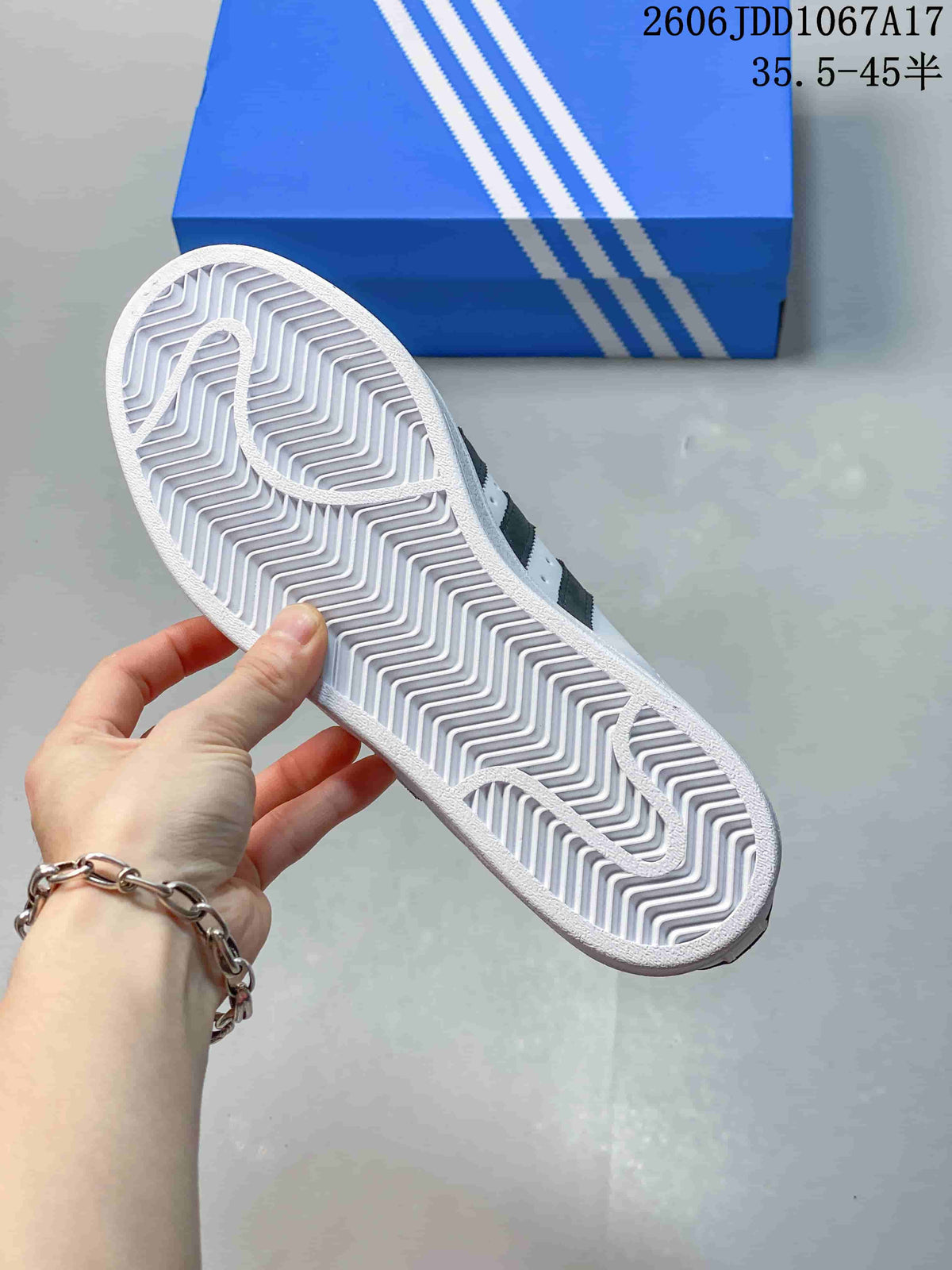 Adidas Superstar White Sneakers with Gray Stripes