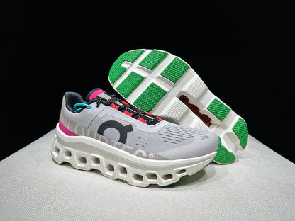 On Cloudmonster Running Shoes in Gray and Brown