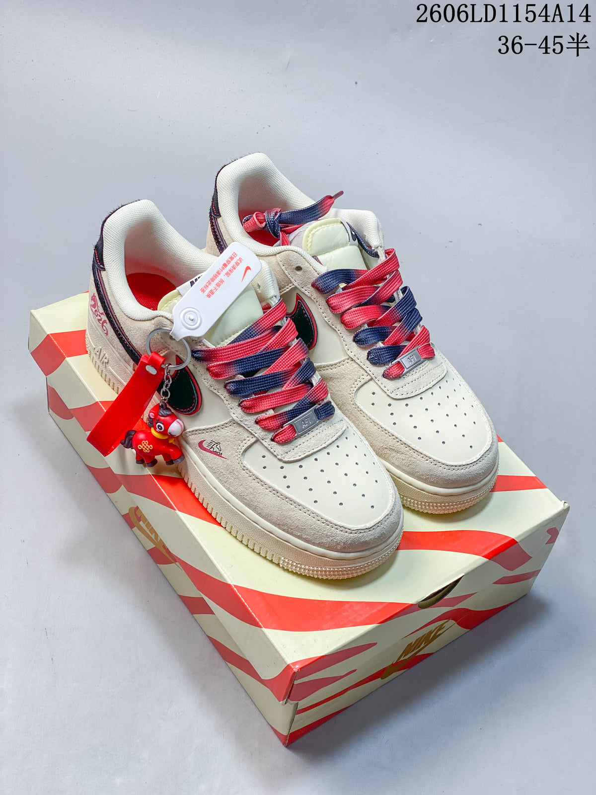 Nike Air Force 1 '07 Low Sneakers in Cream, Red and Navy