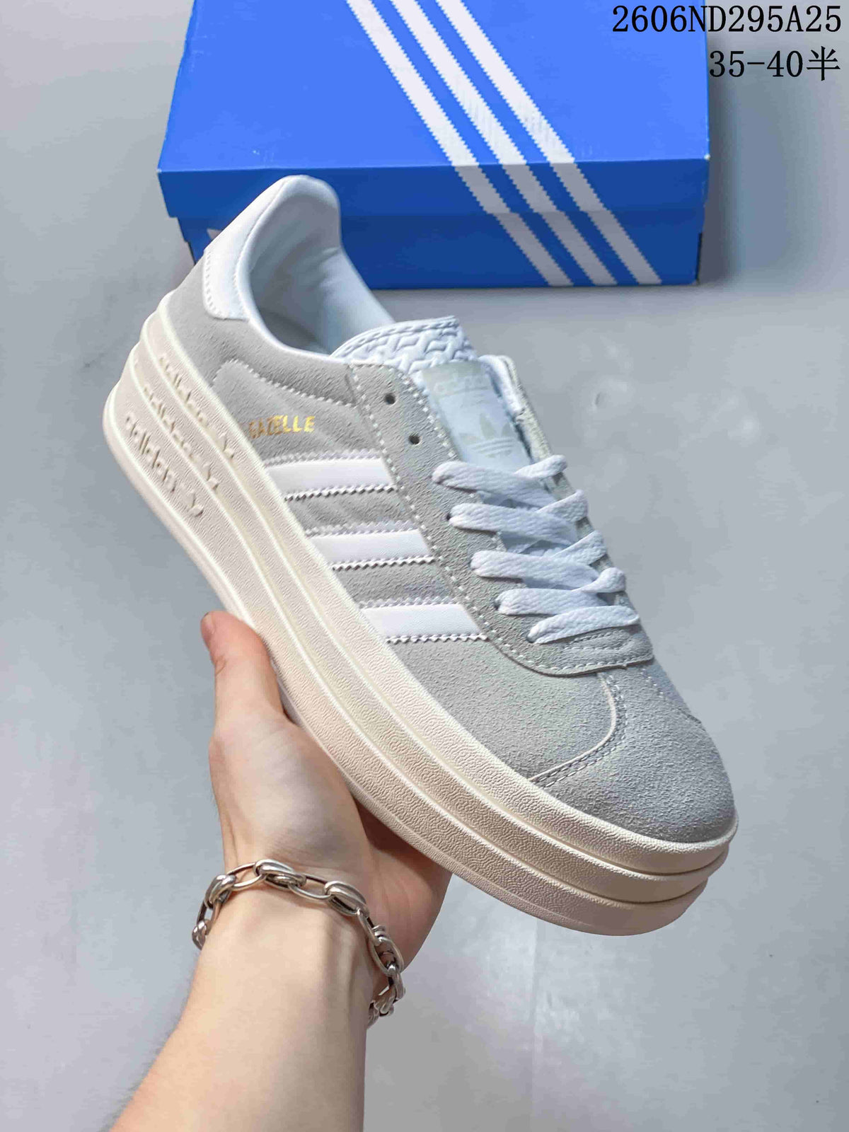 Adidas Originals Gazelle Bold Women's Platform Sneakers, Grey and White