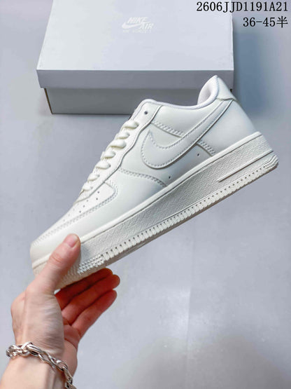 Nike Air Force 1 Low White Sneakers with Black Mini Swoosh