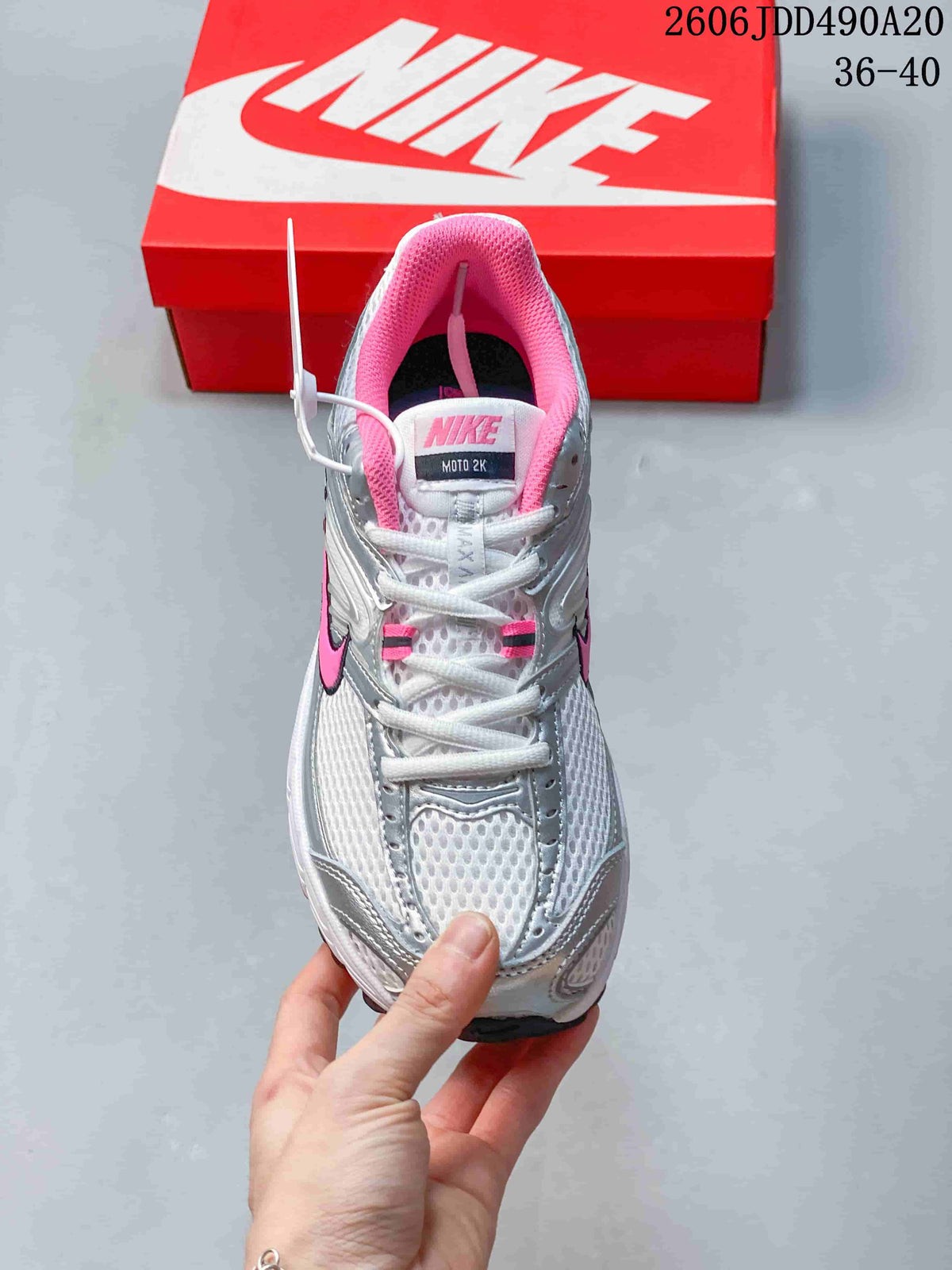 Nike Air Max Moto 2K Women's Sneakers Silver Pink HQ2056-101
