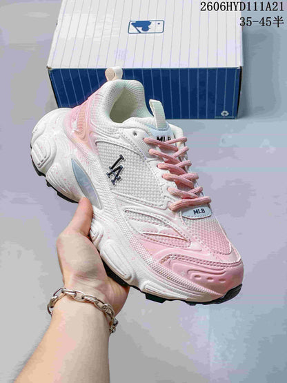 MLB NY Chunky Sneakers in White and Pink