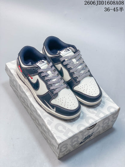 Nike SB Dunk Low Navy and Cream Low-Top Sneakers