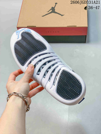 Jordan Air Jordan 12 High-Top Basketball Shoes, Blue/White