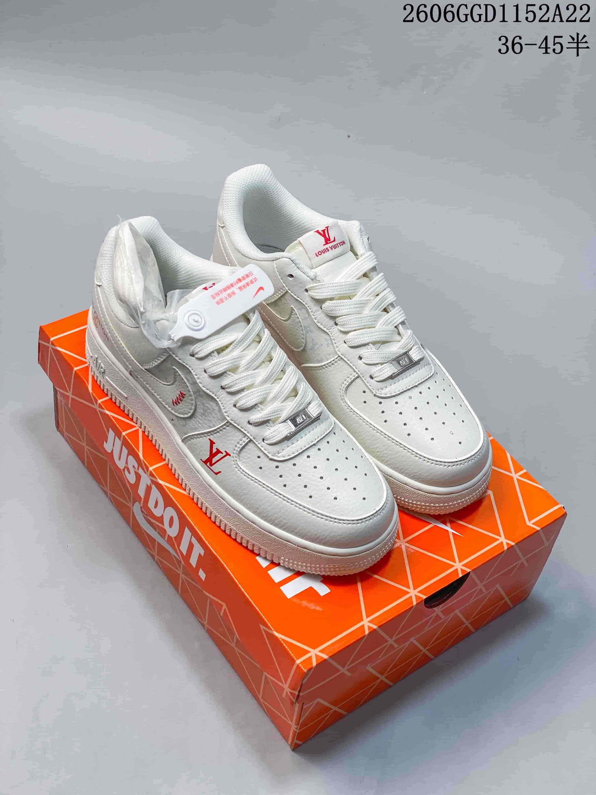 Nike Air Force 1 Low Sneakers in White, Gray, and Blue
