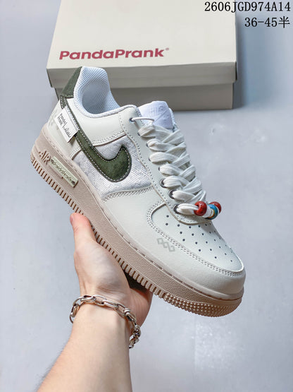 Nike Air Force 1 Low White Green Platform Sneakers