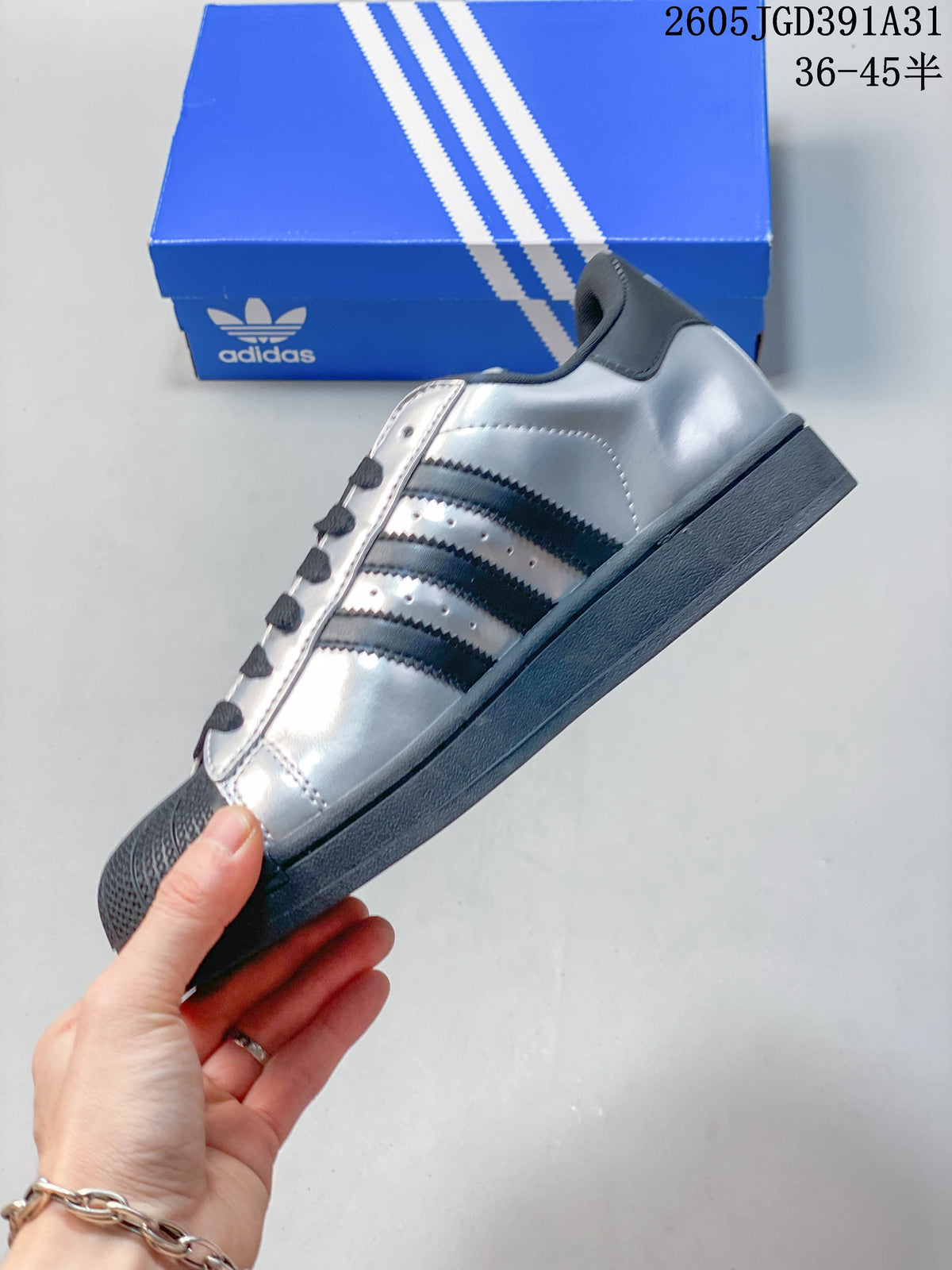 Adidas Superstar Silver Metallic Shell-Toe Sneakers