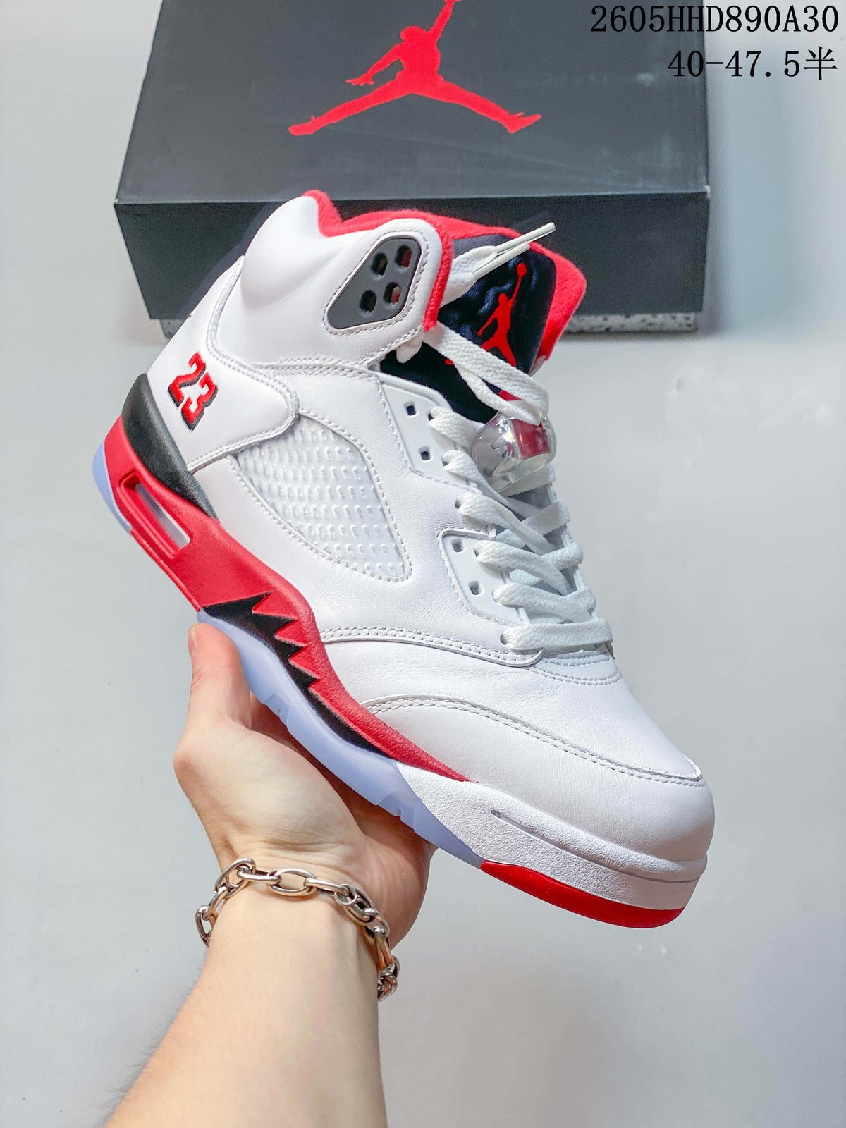 Jordan Air Jordan 5 Retro High White Red Basketball Sneakers