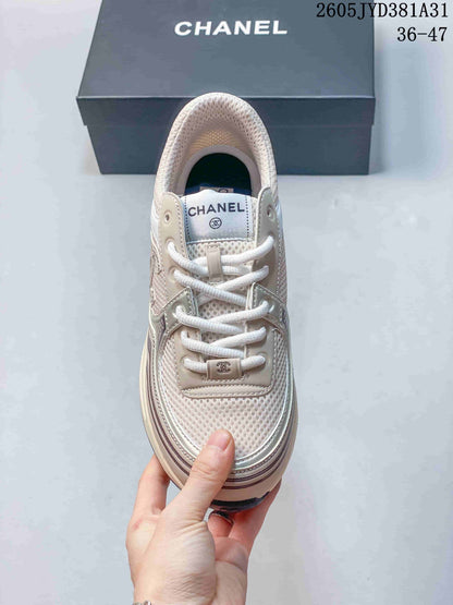 Chanel G26U4372F Cream Bow Platform Sneakers