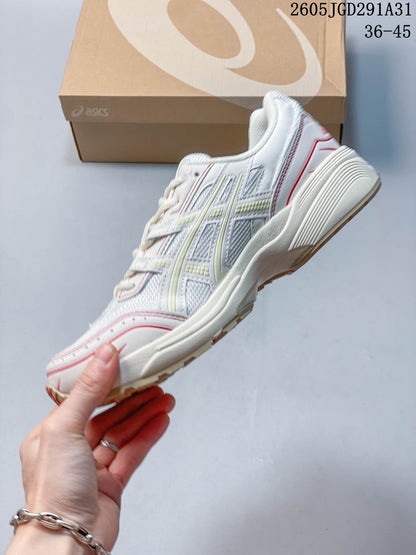 ASICS Unisex White and Red Mesh Sneakers