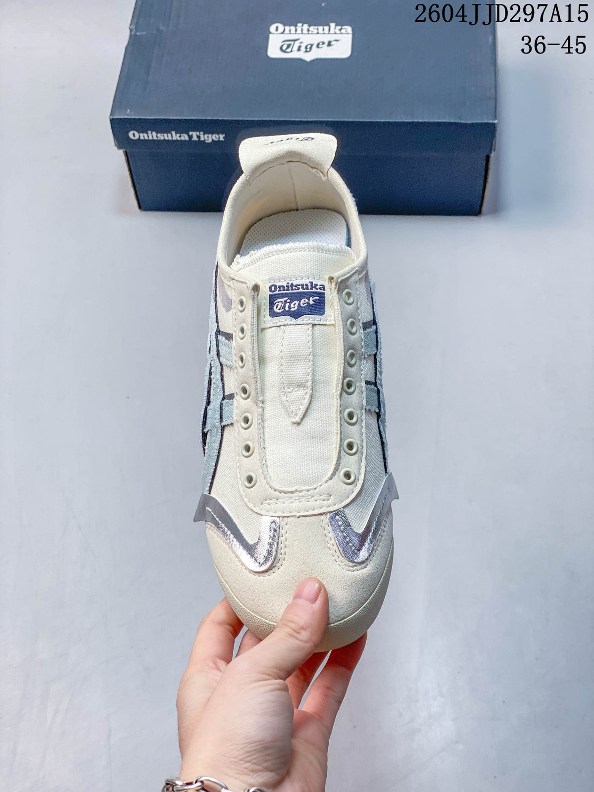 Onitsuka Tiger Mexico 66 Slip-On Sneakers, Cream and Blue