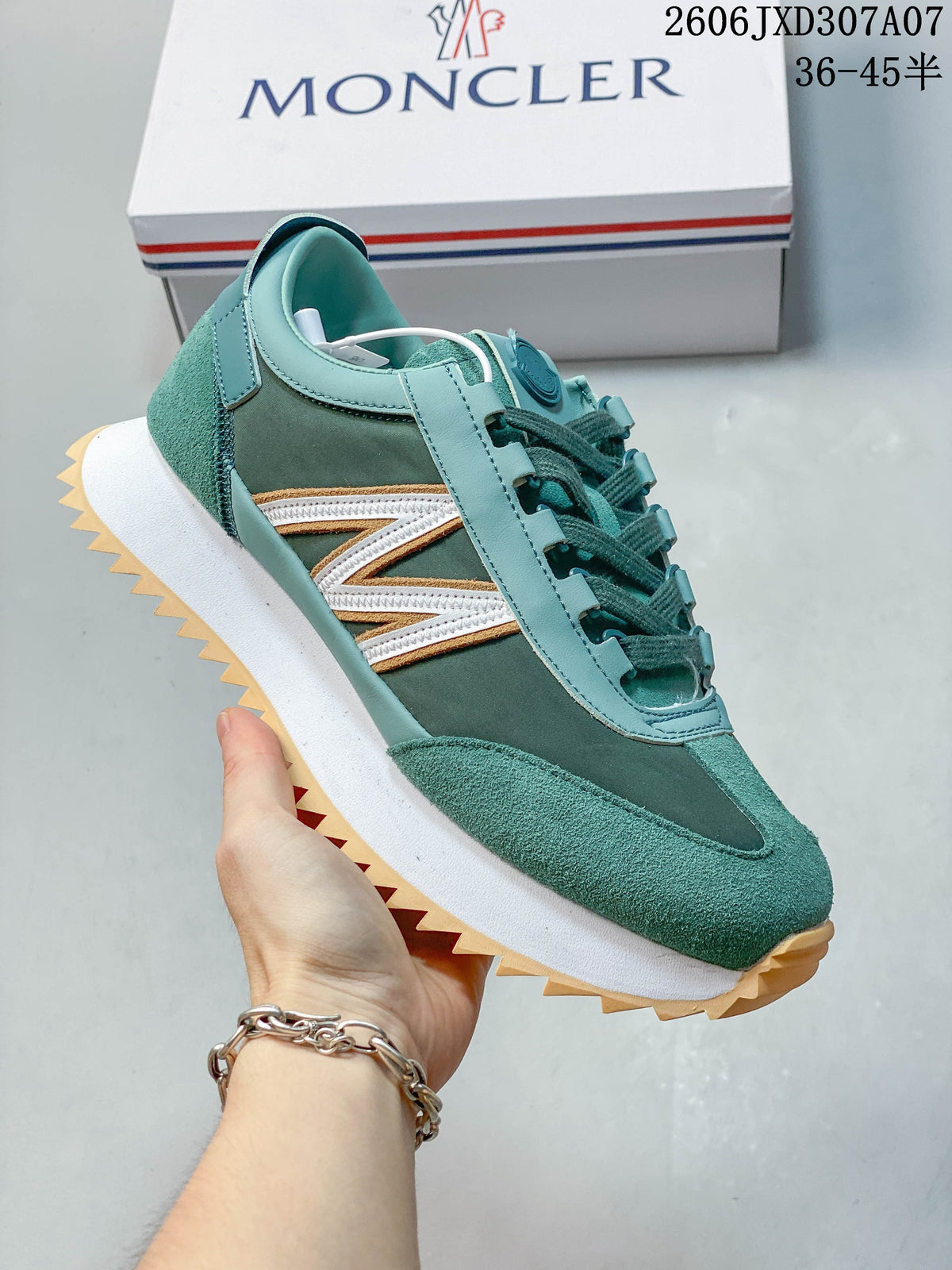 Moncler Teal Lace-Up Sneakers with Serrated Outsole