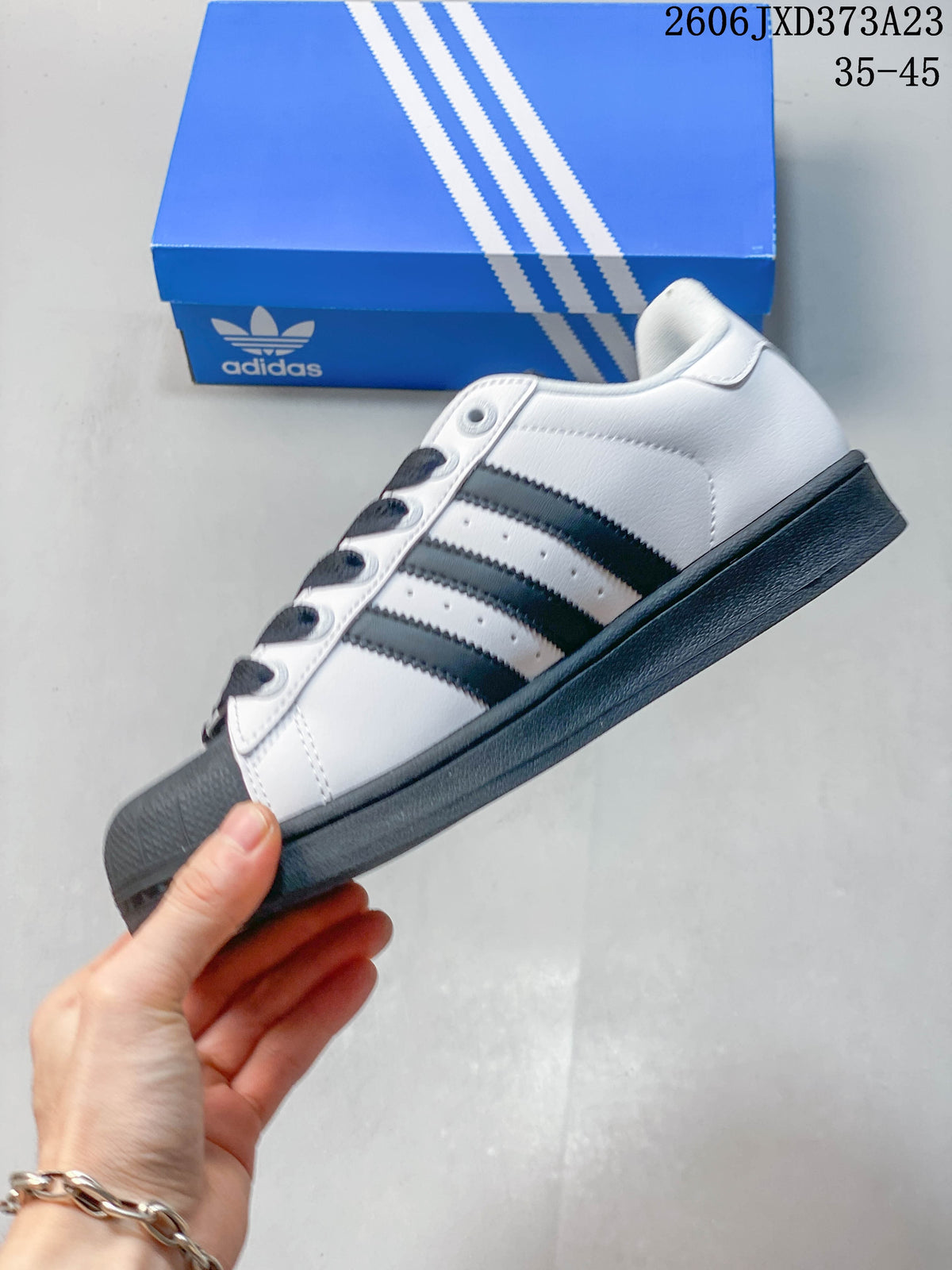 Adidas Originals Superstar Low-Top Sneakers, White and Dark Gray