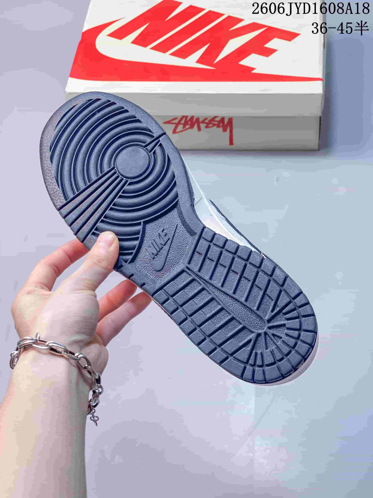 Nike SB Dunk Low White and Navy Sneakers