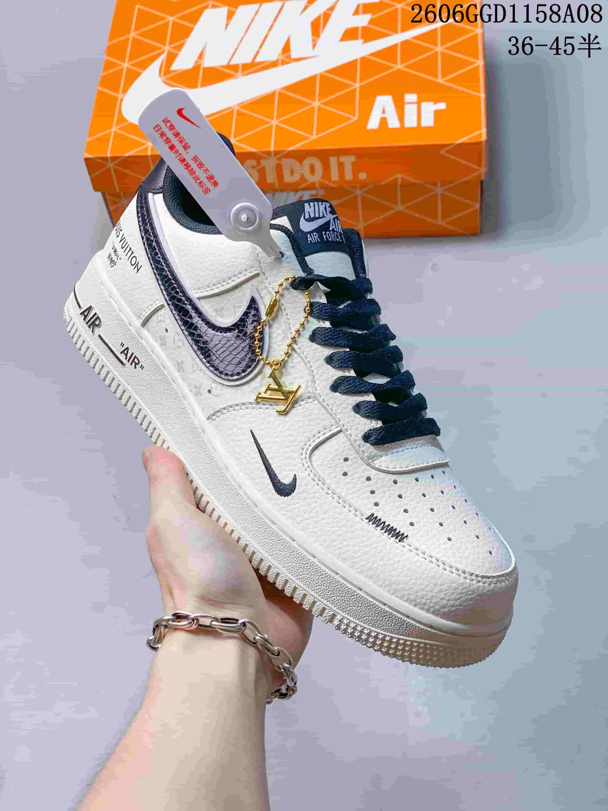 Nike Air Force 1 Low Cream and Navy Sneakers