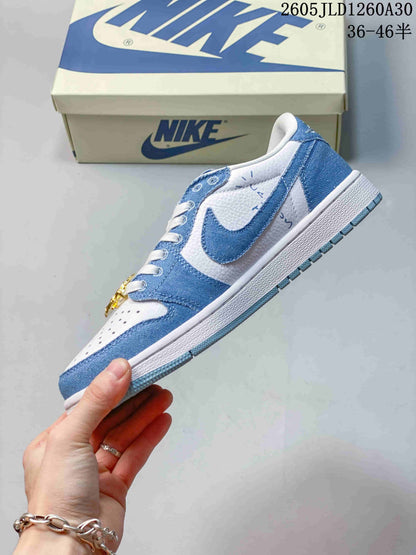Air Jordan 1 Low Blue and White Sneakers CZ0790-005