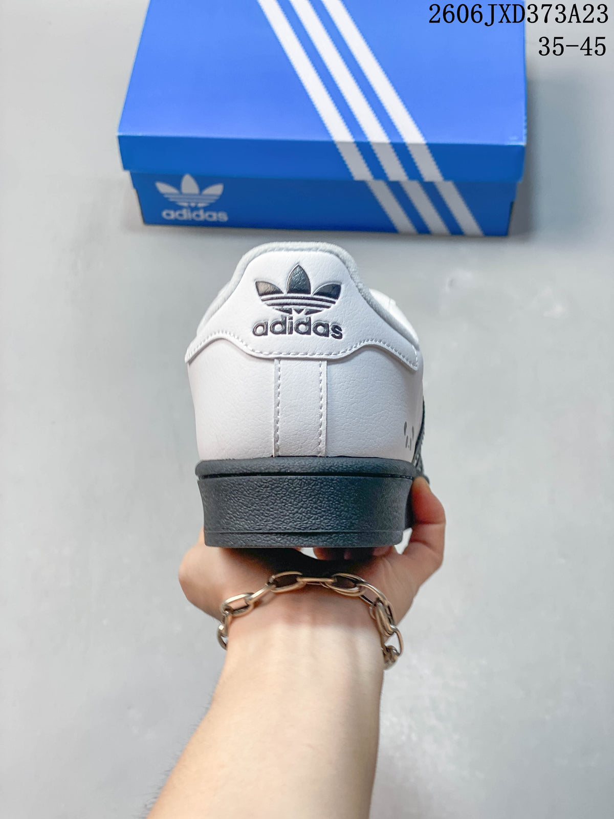 Adidas Originals Superstar Low-Top Sneakers, White and Dark Gray