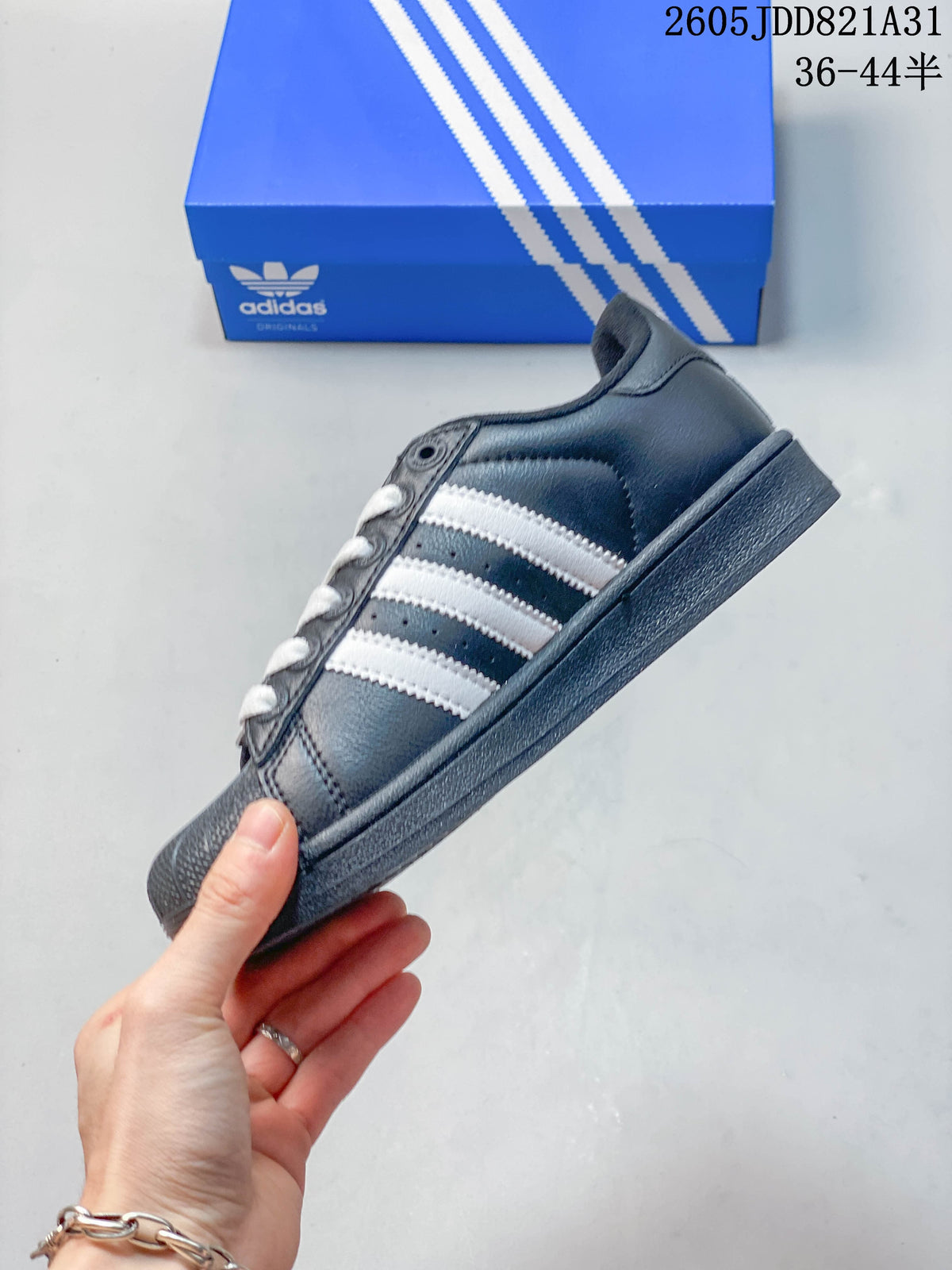 Adidas Superstar Black and White Shell-Toe Sneakers