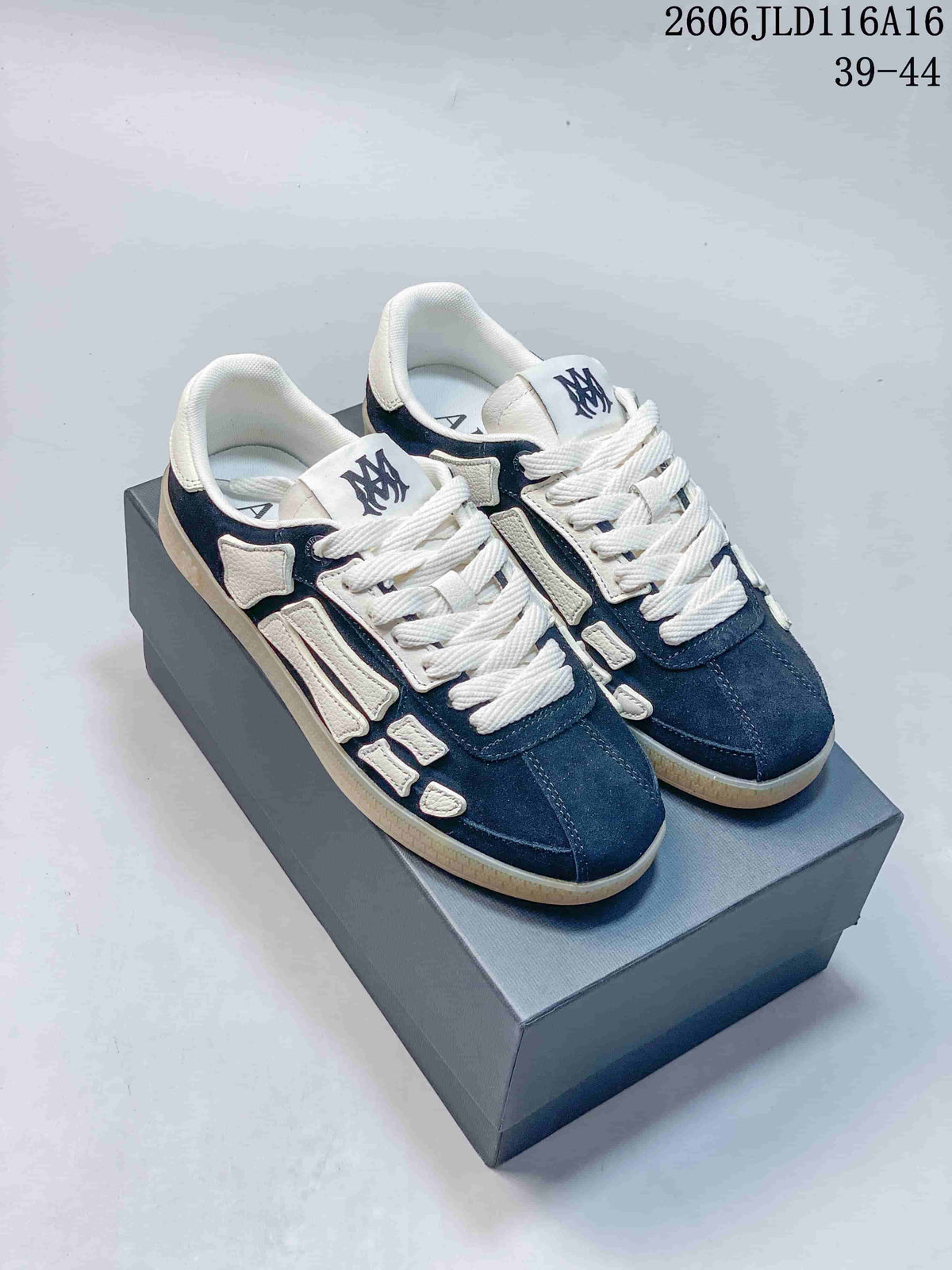 AMIRI Pacific Bones Low-Top Sneakers in Navy and White