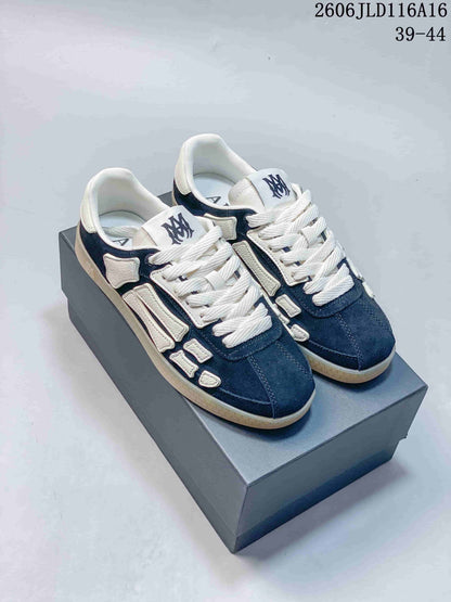 AMIRI Pacific Bones Low-Top Sneakers in Navy and White