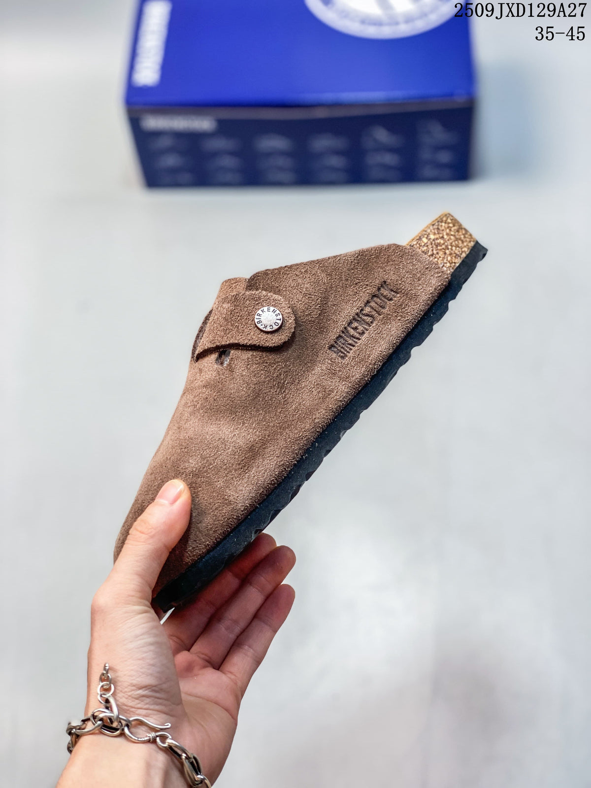 Birkenstock Brown Suede Closed-Toe Clog Mule