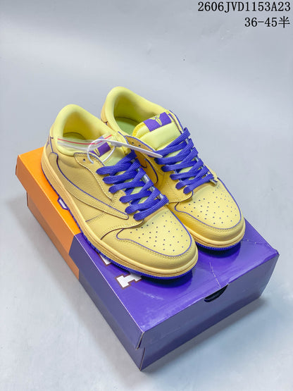 Nike Air Jordan 1 Low-Style Sneakers with Contrast Swoosh