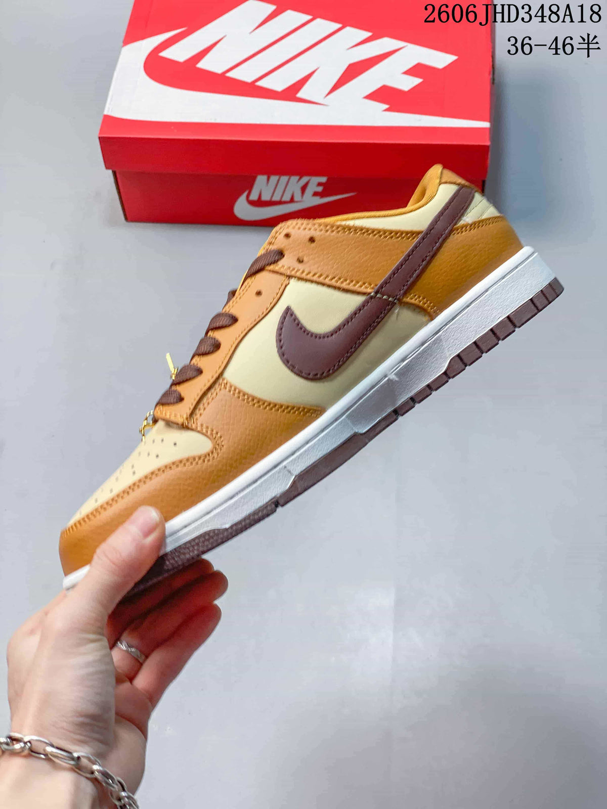 Nike SB Dunk Low Sneakers in Cream, Tan and Brown