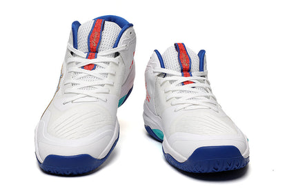 ASICS White and Blue Indoor Court Sneakers