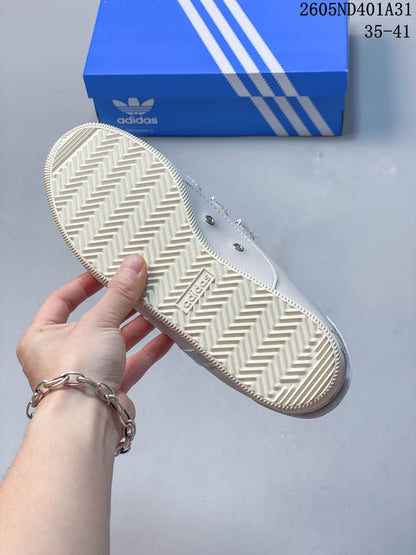 Adidas Samba Vegan OG Low-Top Sneakers, White and Silver