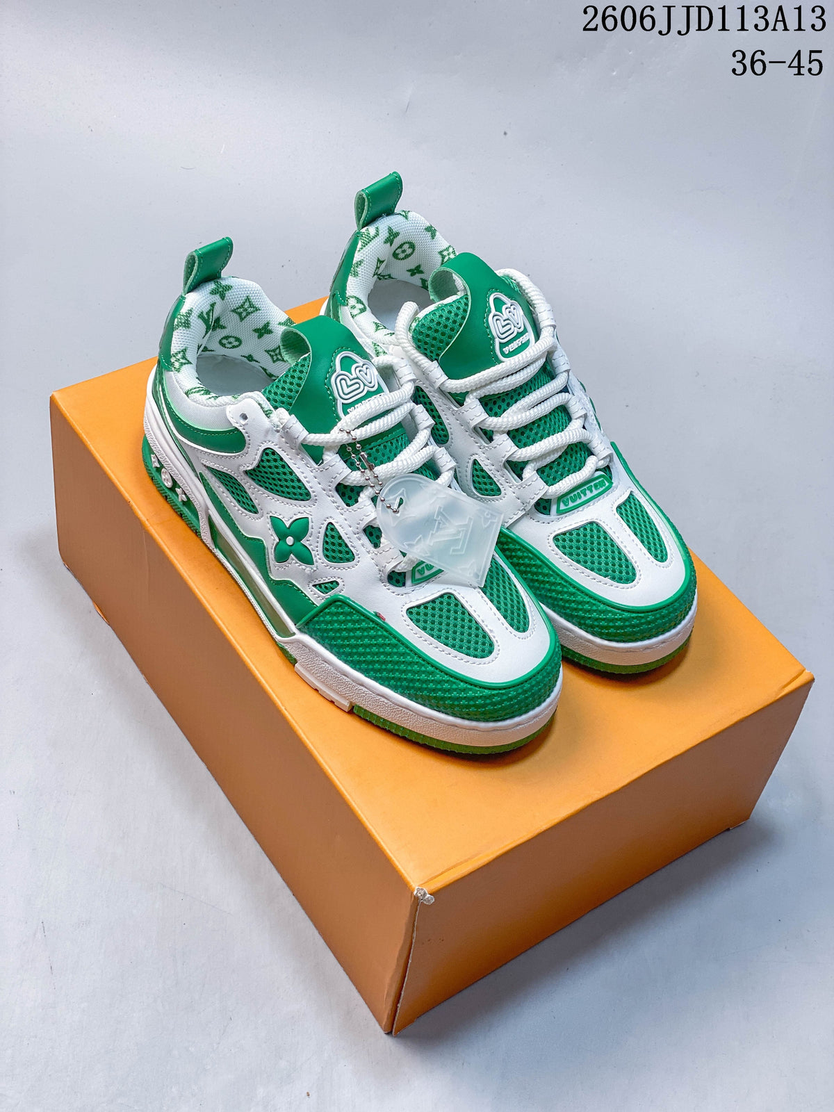 Louis Vuitton LV Trainer-Style Sneakers in Green and White