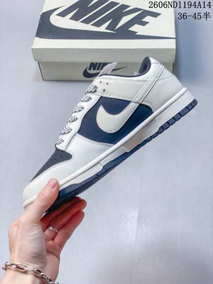 Nike Dunk Low Retro Custom-Style Sneakers, Navy and White