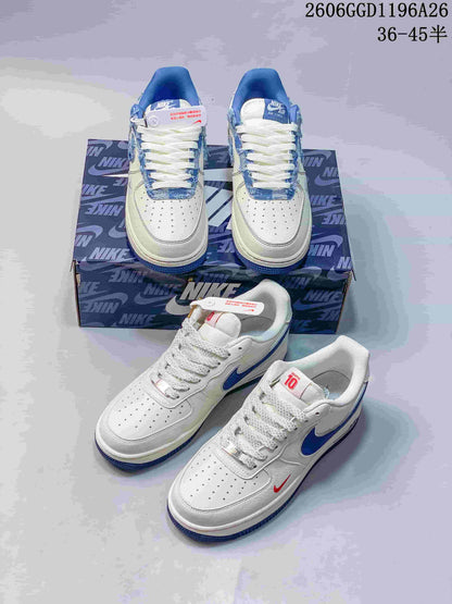 Nike Air Force 1 Low Frayed Denim Swoosh Sneakers