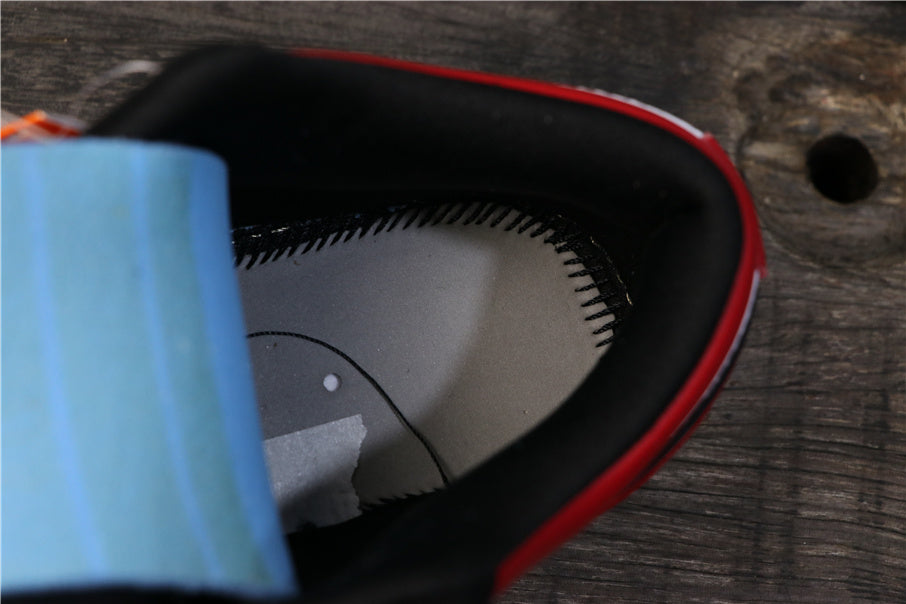Top-down close-up of the black interior collar and insole area.