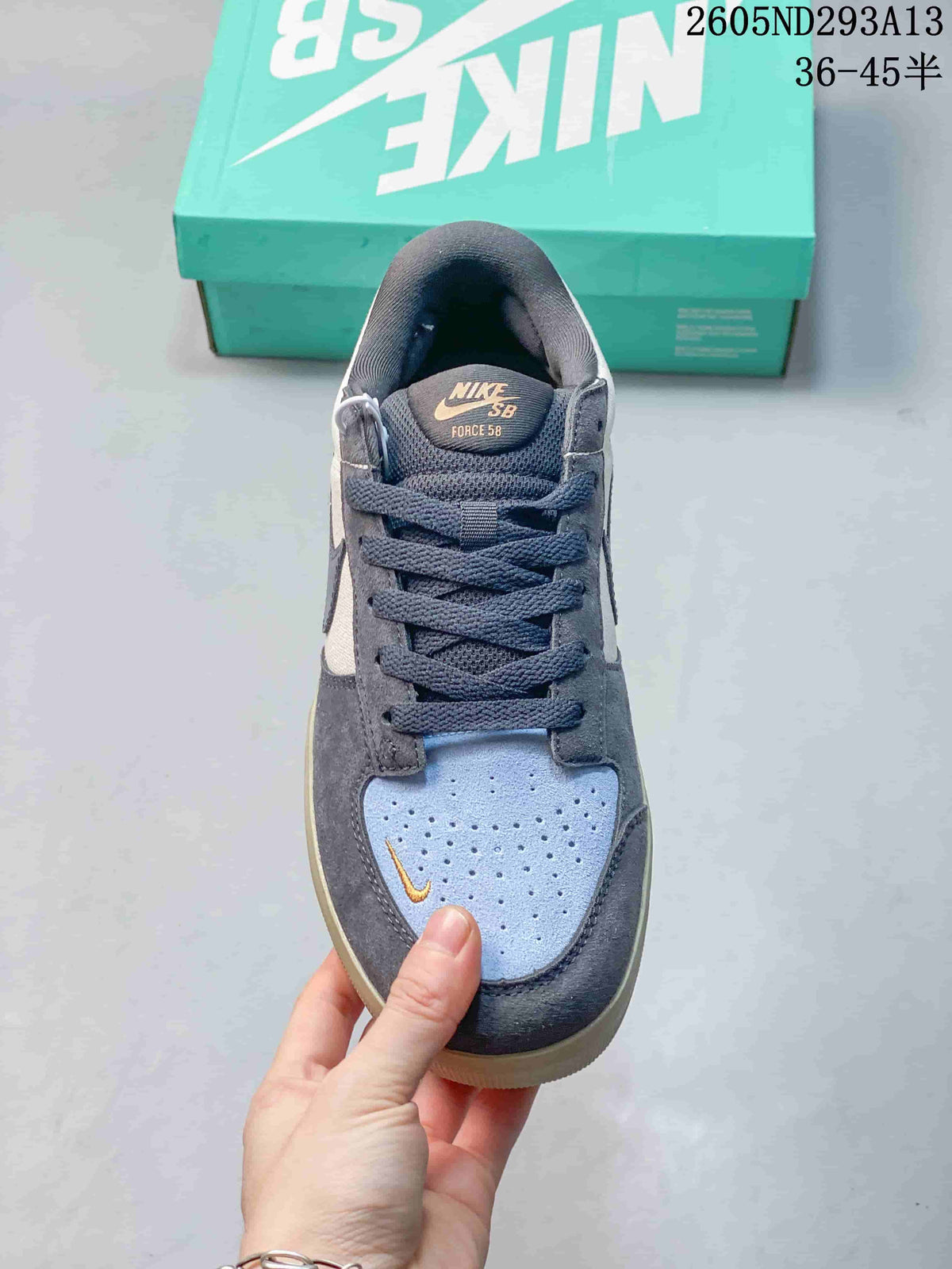 Nike SB Force 58 Low-Top Skate Shoes in Blue and Gray