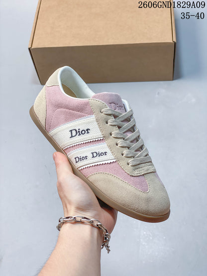 Dior Ribbon Pink and Beige Low-Top Sneakers