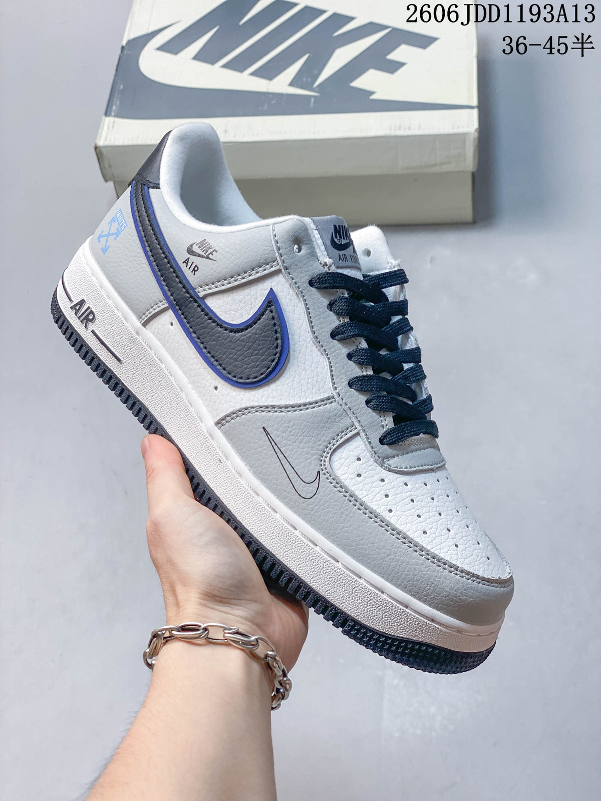 Nike Air Force 1 '07 Low White and Navy Sneakers