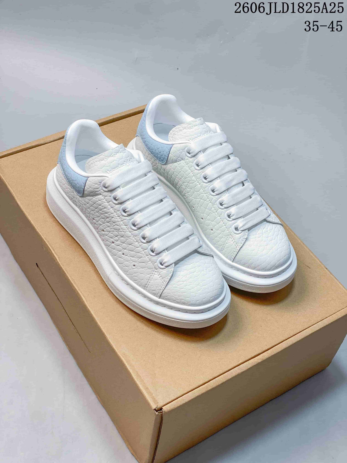 Alexander McQueen Oversized Sole Sneakers, White with Pastel Heel