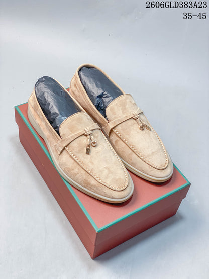 Loro Piana Tassel Loafers in Navy and Beige