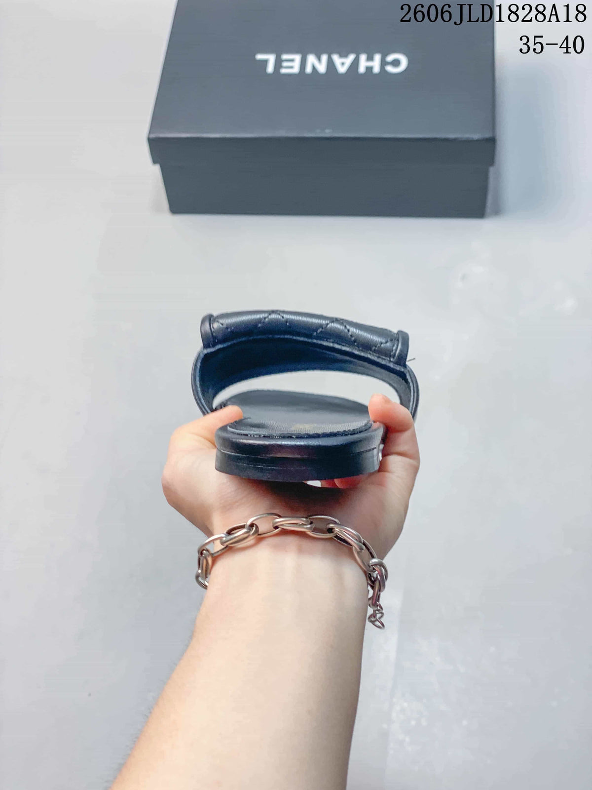 Chanel Quilted CC Slide Sandals in Navy