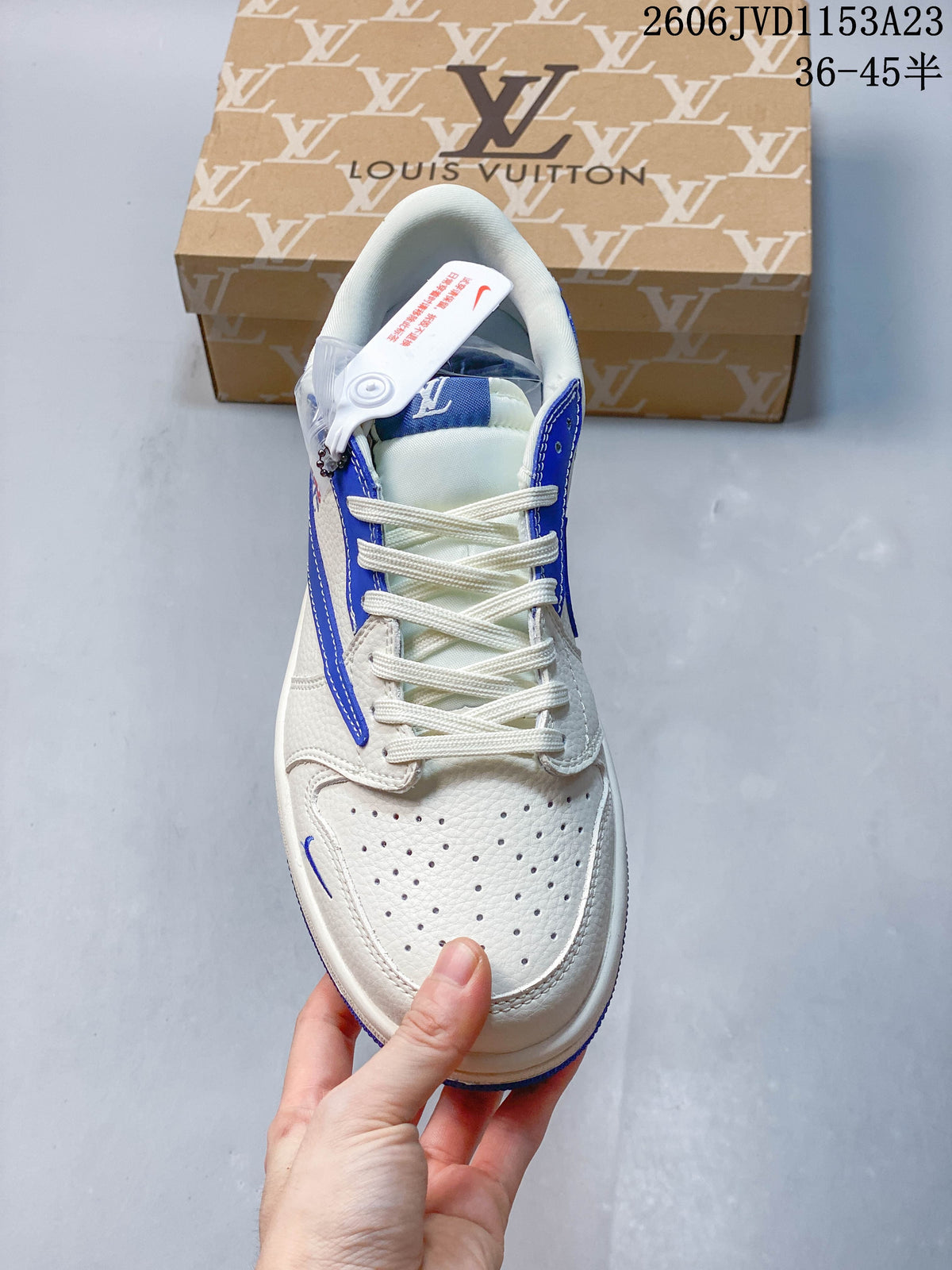 Air Jordan 1 Low Fragment x Travis Scott White Blue Sneakers