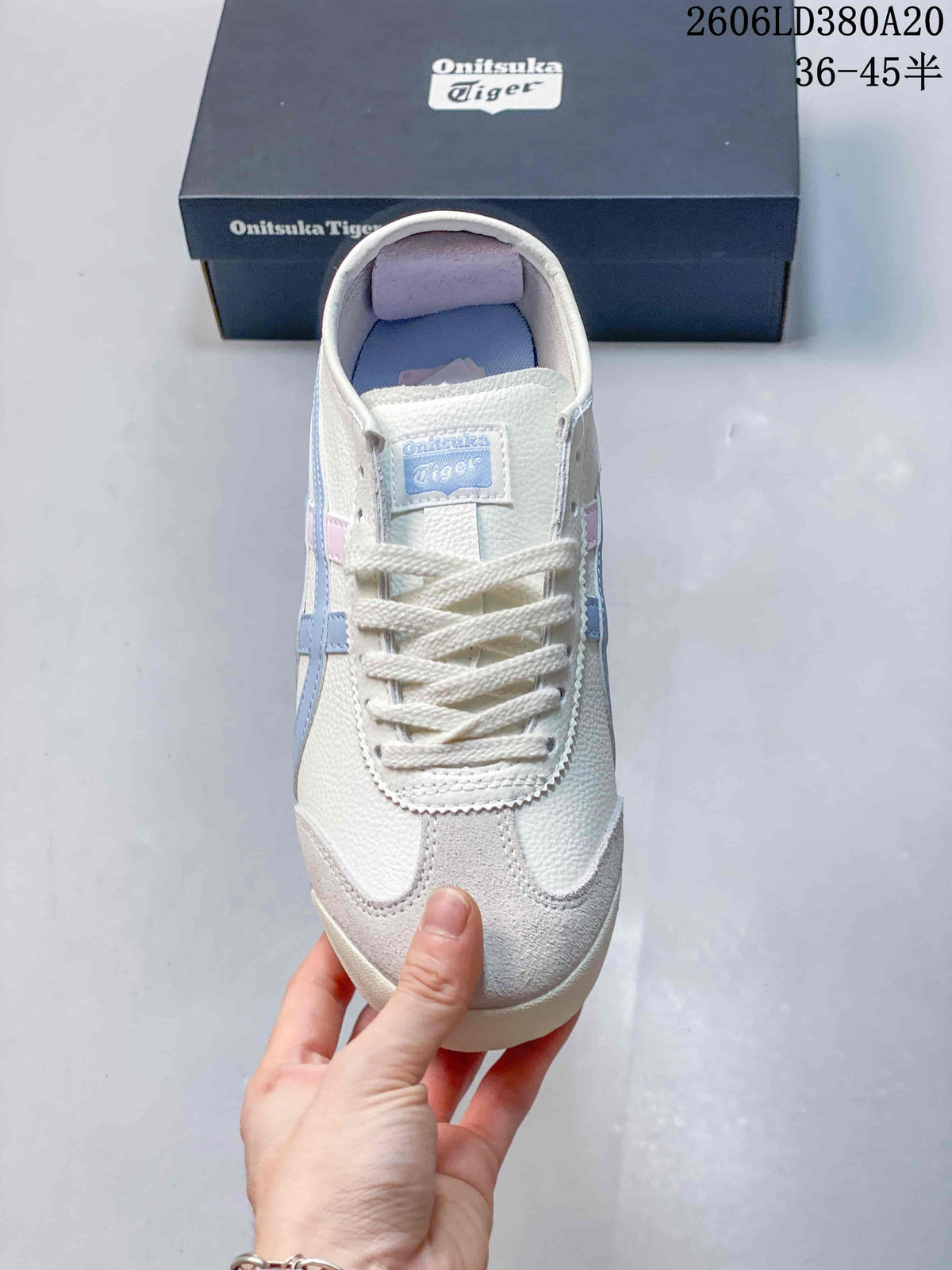 Onitsuka Tiger Mexico 66 Lace-Up Sneakers in White and Pastel