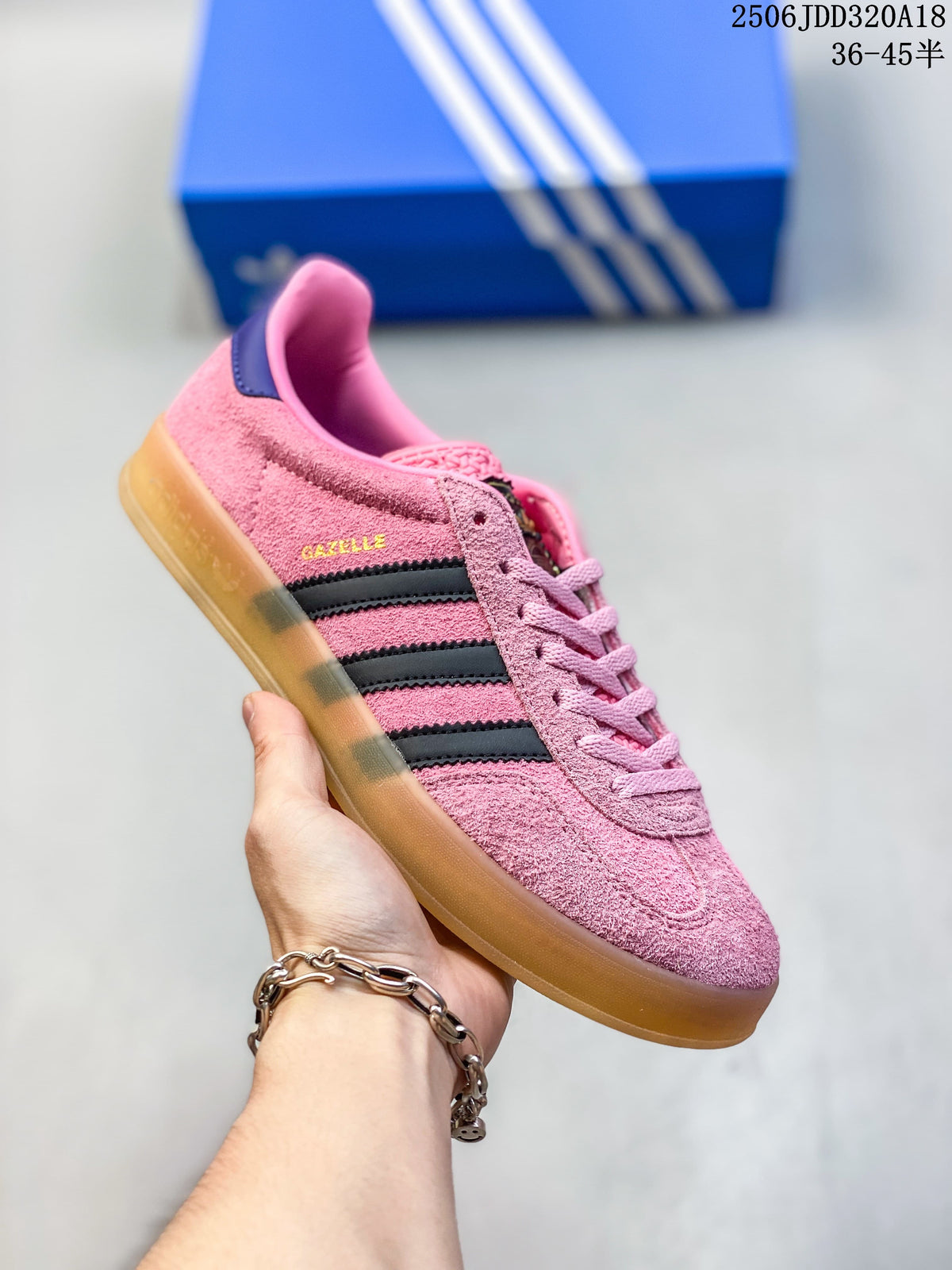 Adidas Gazelle Pink Suede Sneakers with Gum Sole