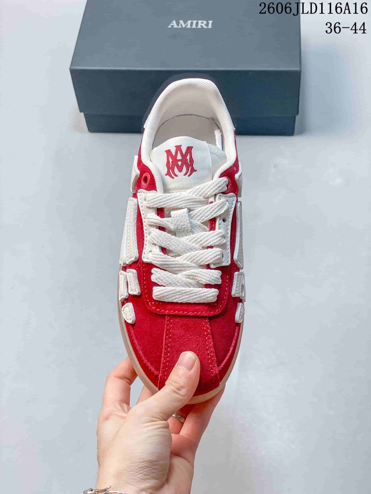 AMIRI Pacific Bones Low-Top Sneakers Red and White