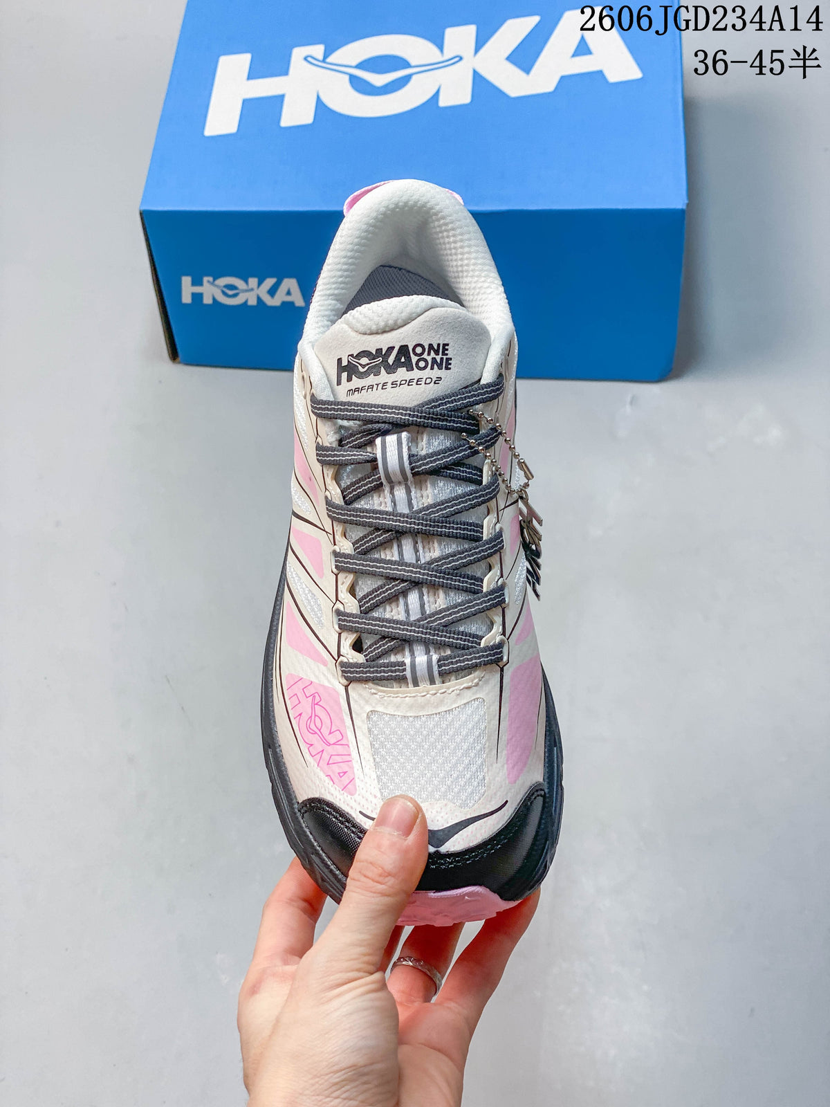 HOKA Mafate Speed 2 Low Trail Running Shoes Pink and Gray